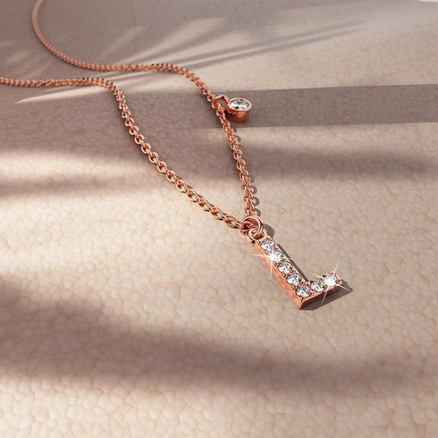 Solid 925 Sterling Silver Initial Crystal Personalised Alphabet Letter Necklace Rose Gold Filled